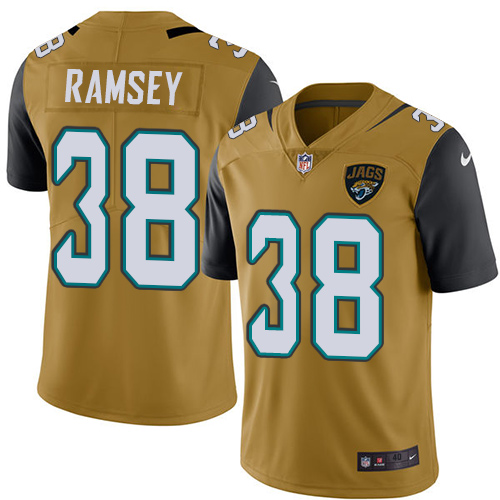 Men's Elite Jalen Ramsey Nike Jersey Gold - #38 Rush NFL Jacksonville Jaguars